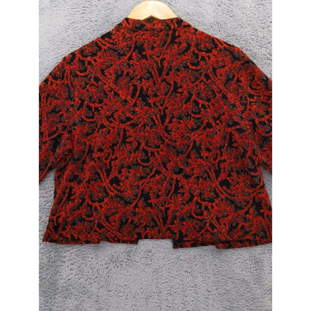 Coldwater Creek Red Floral Tectured Bolero Jacket L‎ Dark Fairy Witchy Goth
